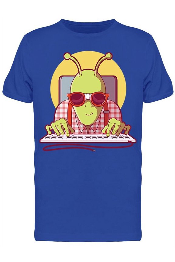 Aliened Nerd Dressed Cyberspace T-Shirt Men -Image by Shutterstock, Male Large