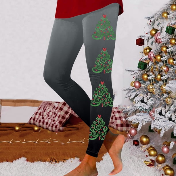 WILLBEST Leggings con Estampado de Árbol de Navidad para Mujer, Pantalones de Yoga Festivos, Ajustados, Ropa Deportiva, Mallas Cómodas para Entrenar Chica