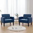 thumbnail image 5 of LAZZO Accent Chair, Mid-Century Modern Leather Tufted Armchairs for Living Room and Office, Blue, 5 of 7