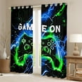 thumbnail image 2 of Castle Fairy Teens Boys Girls Blue Green Gamepads Black Out Curtains,Video Game Curtains Pack Of 2 (42X63 Each),Abstract Lightning Bedroom Curtains,Microfiber Bedroom Decor, 2 of 6