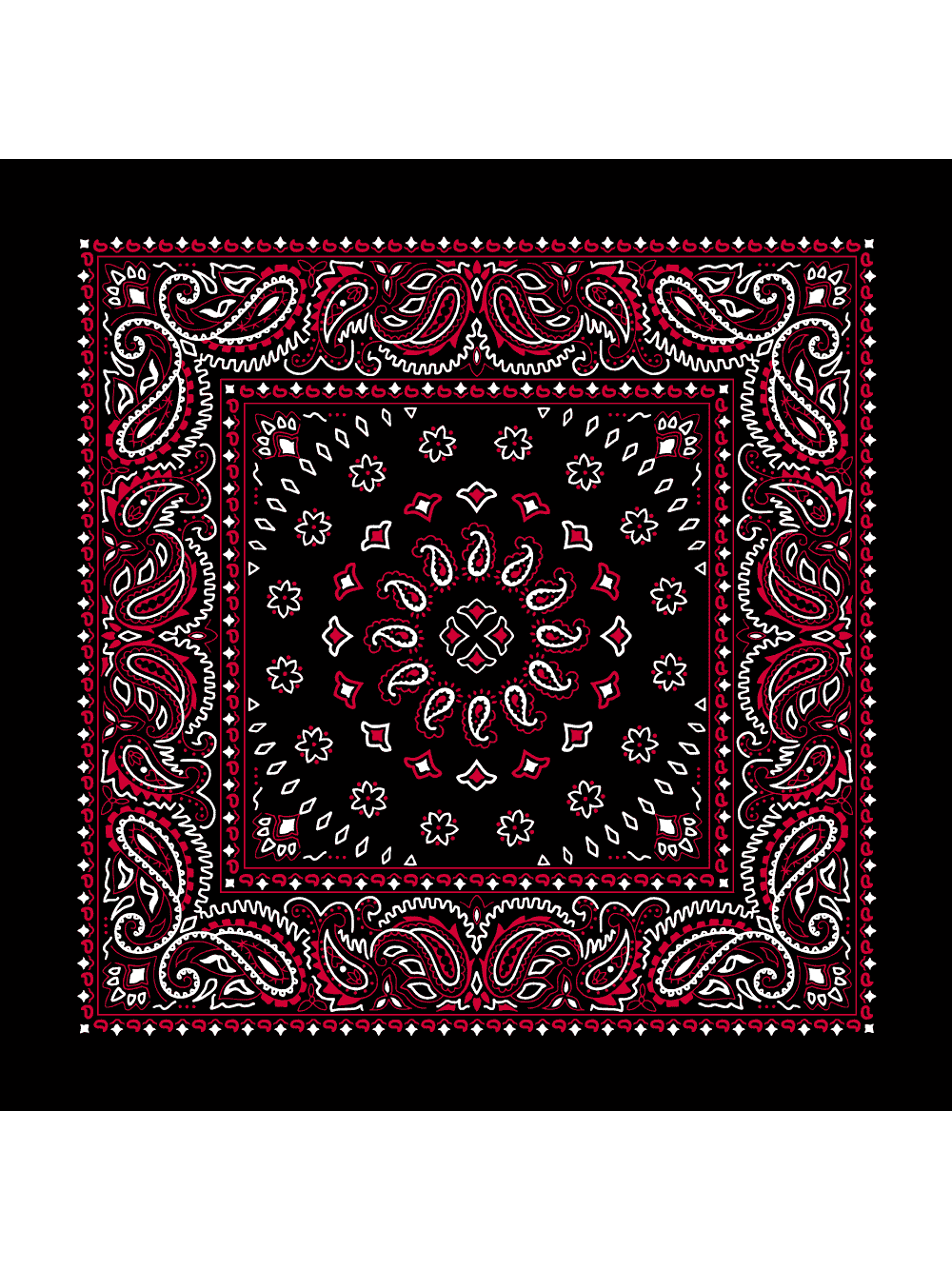 Black Paisley Pattern Bandanas, 22x22 Inches Cotton Bandanas