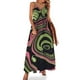 thumbnail image 1 of Nuevo vestido sin mangas moderno y vívido abstracto con remolinos en verde lima, negro y rojo para mujer, moda de playa, 1 of 7