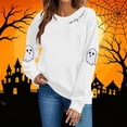 thumbnail image 2 of Atogsazn Women's Halloween Sweatshirt Casual Crew Neck Long Sleeve Pullover Sweater Loose Fall Winter Tops White S Fashion, 2 of 7