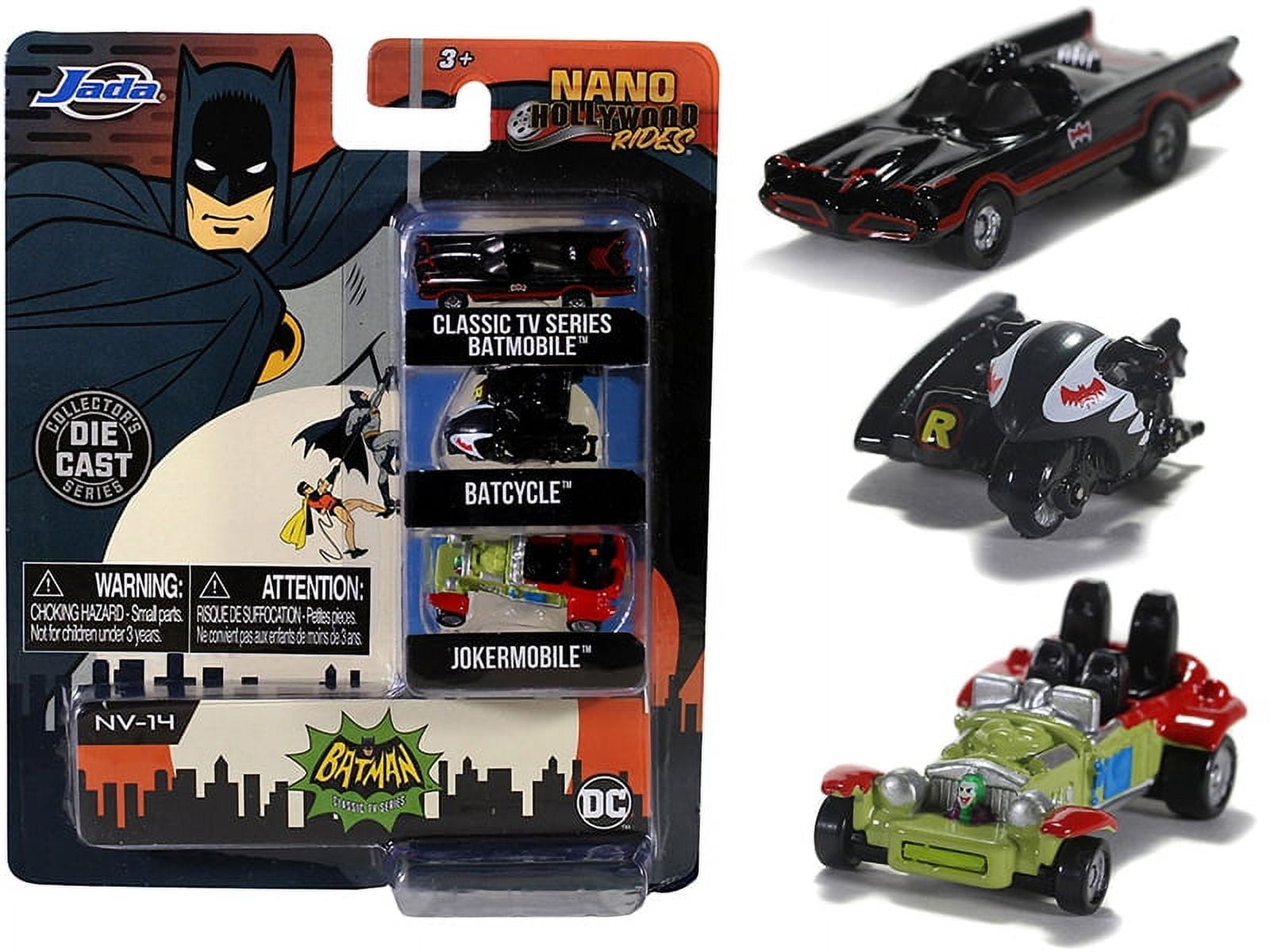 Jada Toys The Batman Nano Hollywood Rides 3-Pack - 1.65 Scale Die-Cast Batmobile, Batcycle, Corvette Vehicles
