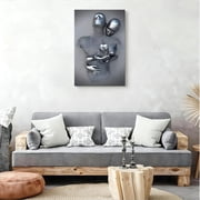 Silver Metallic Embracing Figures Canvas Wall Art, Modern 3D Abstract Love Sculpture Decor, Minimalist Couple Artwork For Bedroom, Living Room, Office, Ready To Hang 12*18inch(30*45cm)