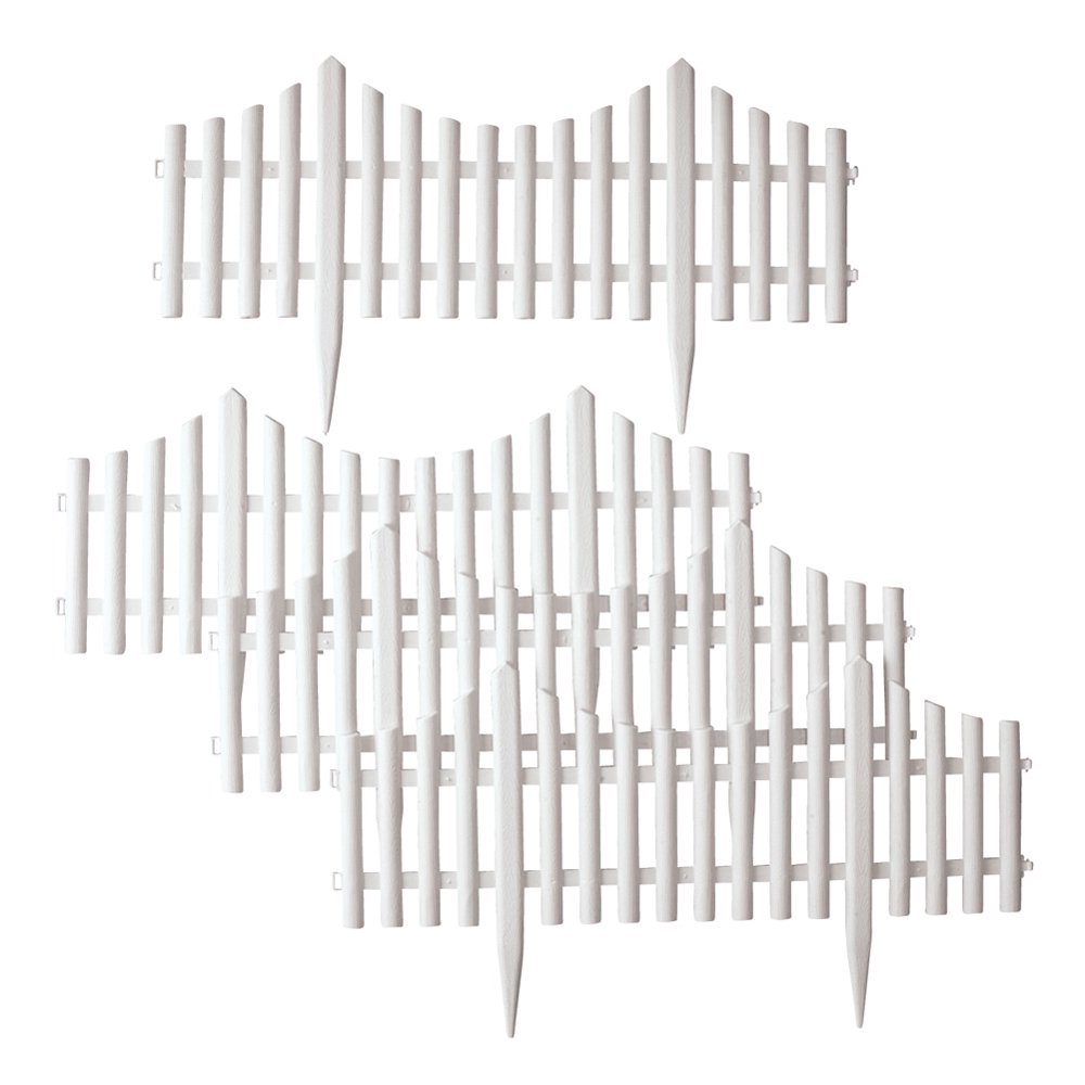 Collections Etc Flexible White Picket Fence Border for Garden