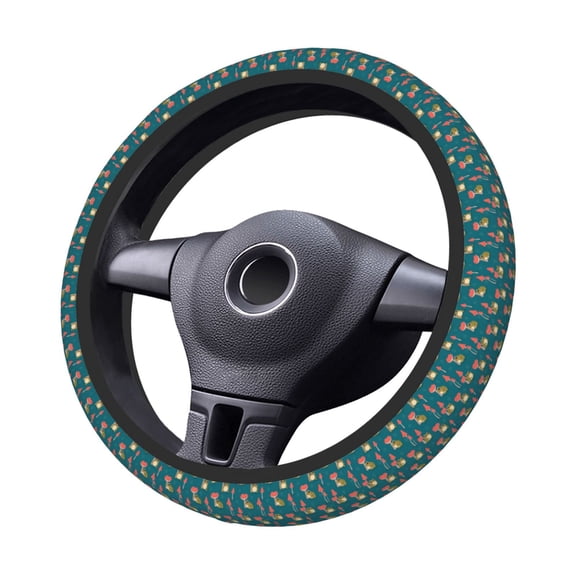Kdxio Frog and Mushrooms Print Elastic Stretch Steering Wheel Cover,Auto Steering Wheel Cover,15 Inch Anti-Slip,Warm in Winter and Cool in Summer,Fit Suvs,Vans Cars,Trucks