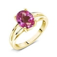 thumbnail image 2 of Gem Stone King 2.20 Ct Oval Pink Mystic Topaz 18K Yellow Gold Plated Silver Solitaire Engagement Ring, 2 of 4