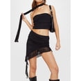 thumbnail image 4 of Sunloudy Conjunto de 3 piezas para mujer, tops bandeau y falda irregular con volantes de malla y bufanda para ropa de calle Sunloudy  moda, 4 of 9
