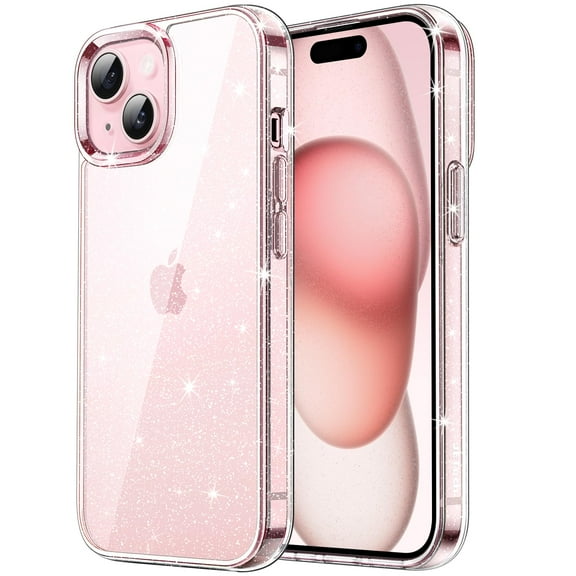 JETech Glitter Case for iPhone 15 Plus 6.7-Inch, Bling Sparkle Shockproof Phone Bumper Cover, Cute Sparkly for Women and Girls (Clear)