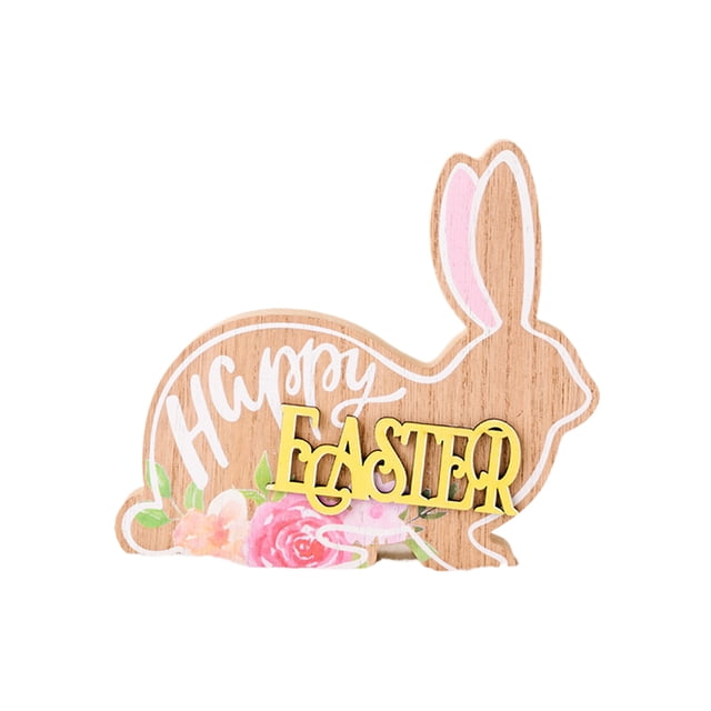 kurtrusly Forest Animals Decorations Rabbit Wooden Ornaments For Easter Celebration Fairty Party Decorations YELLOW EASTER