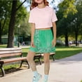 thumbnail image 2 of GiLiling Girls Casual Skort Floral Print Mini Skirt Elastic Waist with Built-in Shorts Lightweight Active Skirt for Daily and Play (Mint Green, 7-8 Years), 2 of 6