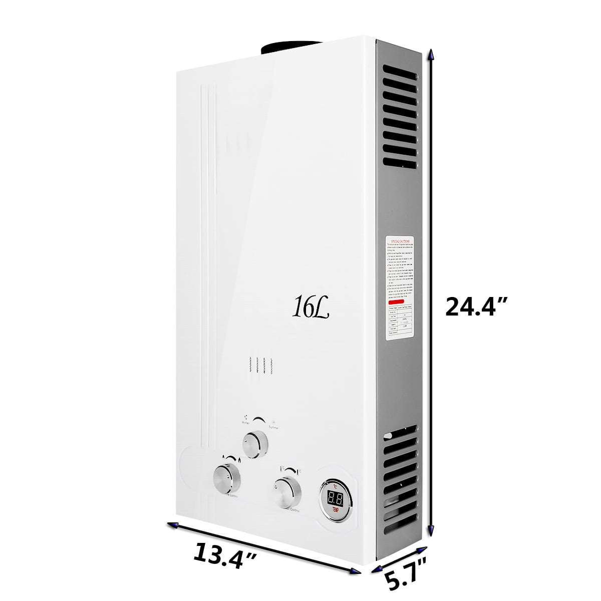 TCMT 16L Natural Gas Tankless Water Heater 4.2 GPM NG Instant Hot Boiler with Digital Display