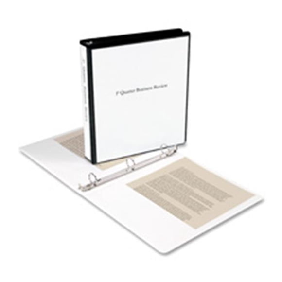 Business Source View Binder- w- 2 Inside Pockets- 1-.50in. Capacity- White - Set of 4