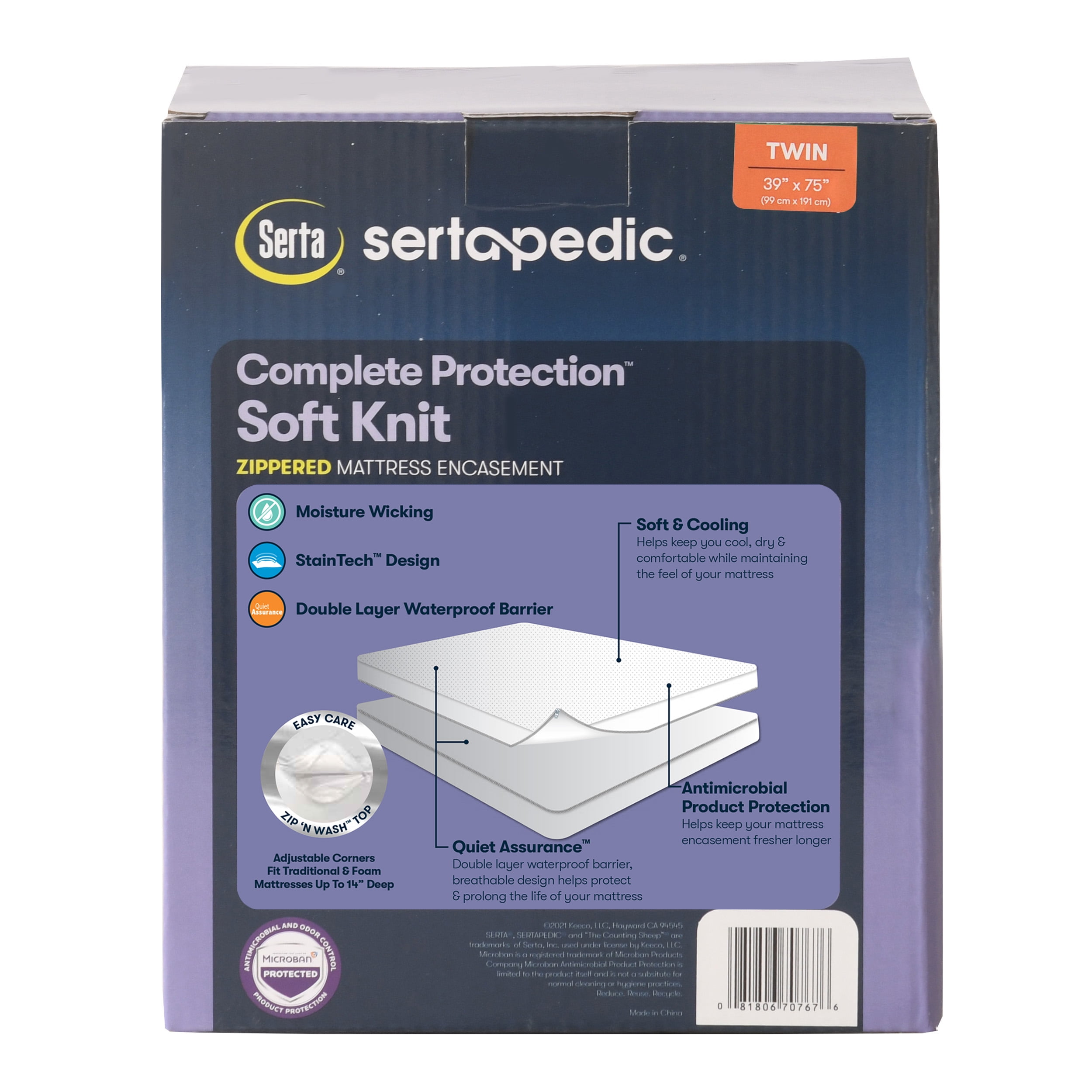 Serta ComfortSure Twin Mattress Cover, Fitted Pillow Top Mattress Pad,  Super Soft and Breathable Quilted Cotton Protector with 18 Elastic Deep