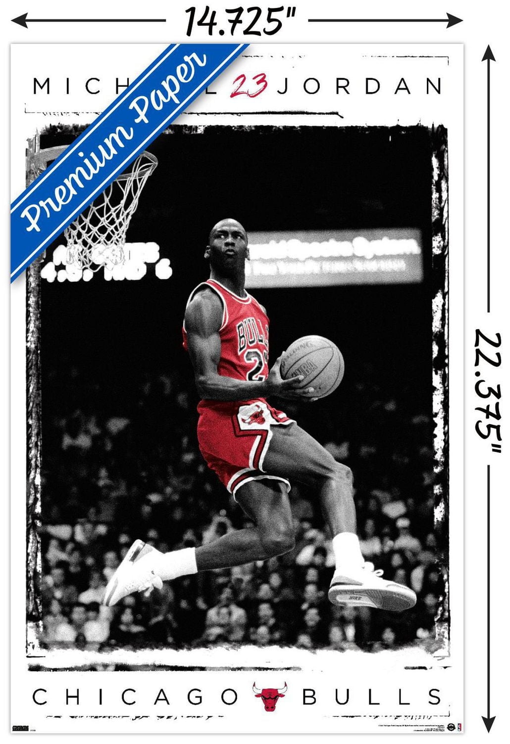 Michael Jordan - Dunk Wall Poster, 14.725" x 22.375" Framed