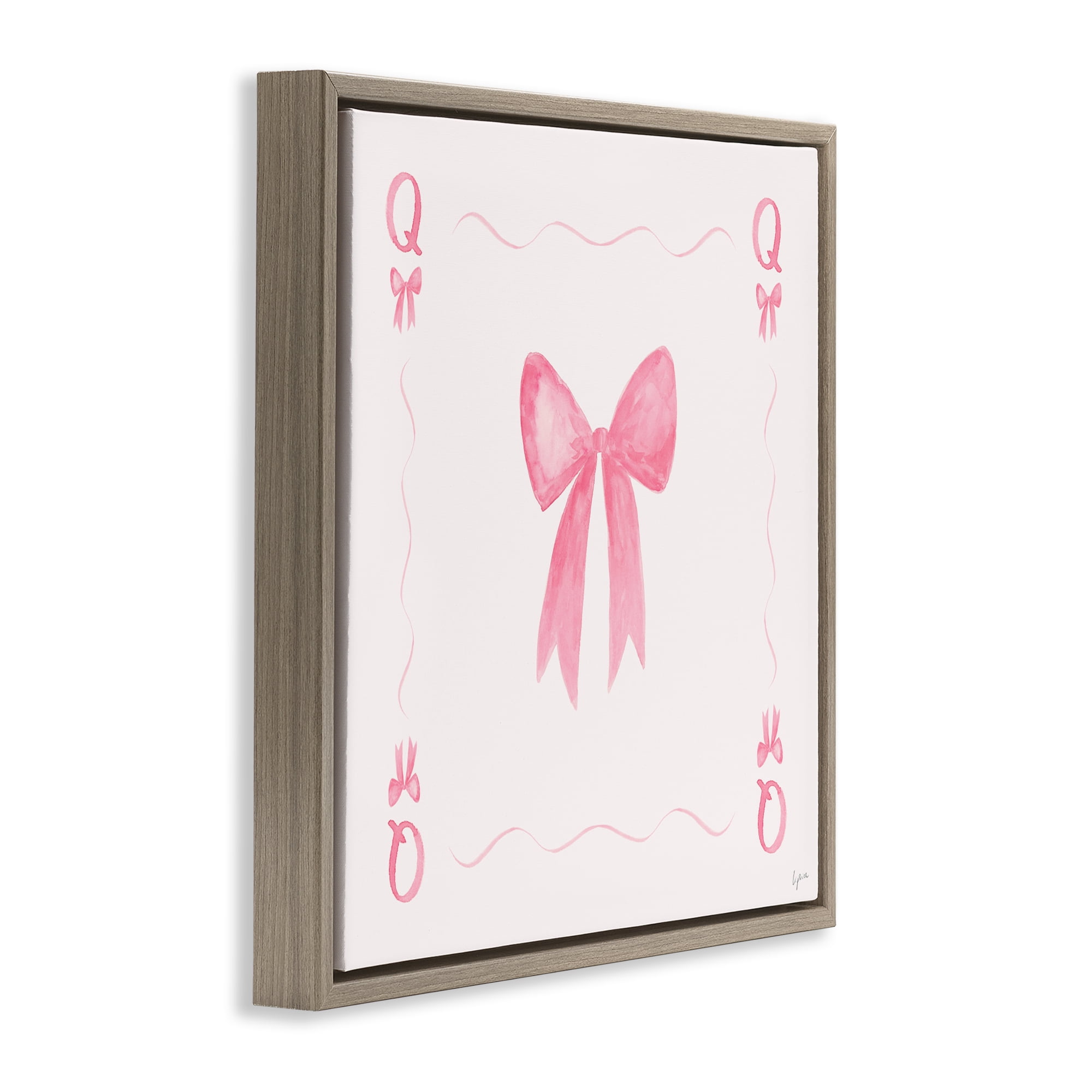 Stupell Industries Queen of Ribbons Card Brown Framed Floater Canvas Wall Art, design by Lucille Price