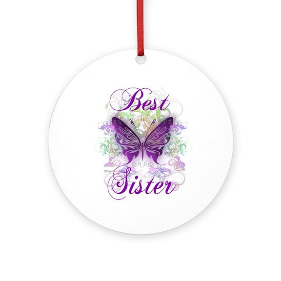 CafePress - Best Sister -  Round Wood Ornament 4"