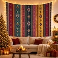 thumbnail image 3 of Vibrant Geometric Stripes on Aged Paper Texture, Energetic Boho for Global Inspired Decor Enthusiasts, Intricate Medallion Art, Housewarming Gift Tapestry Wall Hanging for Living Room and Bedroom, 3 of 7