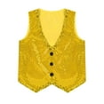 thumbnail image 3 of YiZYiF Boys Sparkle Sequins Hip Hop Jazz Dance Vest Top Shiny V Neck Button Down Waistcoat Performance Costume Gold 12, 3 of 5
