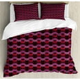 thumbnail image 1 of Ikat Duvet Cover Set Queen Size, Abstract Ethnic Tile Design with Scribbled Geometric Shapes in Vertical Alignment, Decorative 3 Piece Bedding Set with 2 Pillow Shams, Multicolor, by Ambesonne, 1 of 3