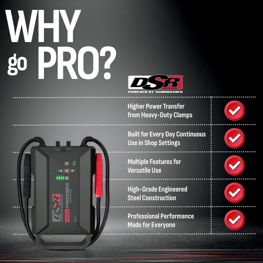 Schumacher Electric DSR Pro 4000A Heavy-Duty Lithium Car Battery Jump Starter & Portable Power Station, For 12V Automotive & Marine Batteries, DSR164
