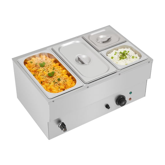 1.5KW Electric Countertop Food Warmer Soup Warmer Stainelss Steel Buffet Food Warmer
