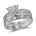 thumbnail image 2 of Solid 14K White Gold His and Hers Trio Three Rings Set Real Natural Diamond Heart Matching Rings Wedding Band Set 1/4 Carat ( .25 Cttw ) - (L = 6, M = 10.5), 2 of 7