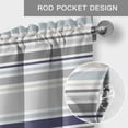 thumbnail image 6 of Gray Stripe Farmhouse Short Window Curtain Valances, Modern Abstract Art Navy Blue Striped Rustic Rod Pocket Kitchen Valances for Living Room Bedroom Bathroom Cafe 54" x 18", 6 of 8