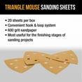 thumbnail image 4 of Dura-Gold Premium Triangle Oscillating Mouse Sanding Sheets - 600 Grit (Box of 20) - 6 Hole Pattern Hook & Loop Triangular Shaped Mouse Sander Discs - Aluminum Oxide Abrasive Sandpaper - Woodworking, 4 of 6