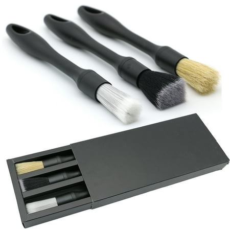 

Car Beauty Tool Set 3-Pack Multipurpose Auto Interior Detail Cleaning Brushes for Tires Wheels Engine Dashboard & Leather Seats Logos etc.