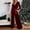 Wine, variant on Yuwull Women's 2024 Velvet Formal Long Sleeve Wedding Guest Jumpsuits Wide Leg V Neck Romper Dressy with Belt Pocket