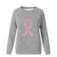 thumbnail image 4 of Jinhomg Womens Fight Cancer Awareness T-Shirt Trendy Long Sleeve Pink Ribbon Graphic Blouse Fall Loose Cozy Drop Shoulder Crew Neck Tops Inspirational Holiday Tees Spring Saving Gray M, 4 of 5