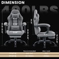 thumbnail image 4 of JONPONY Big and Tall Gaming Chair with Bluetooth Speakers, Ergonomic Computer Chair with Footrest and Lumbar Support, Adjustable Height Reclining Seat with Linkage Armrests for Adults,Dark Grey, 4 of 10