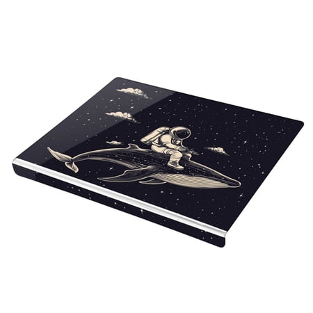 Wobogo Whale Riding Astronaut Pattern Acrylic Cutting Board with Counter Lip 16.5 x13.4 Perfect for Bread Meat Veggies & More Great Kitchen Essential Gadgets & Decor