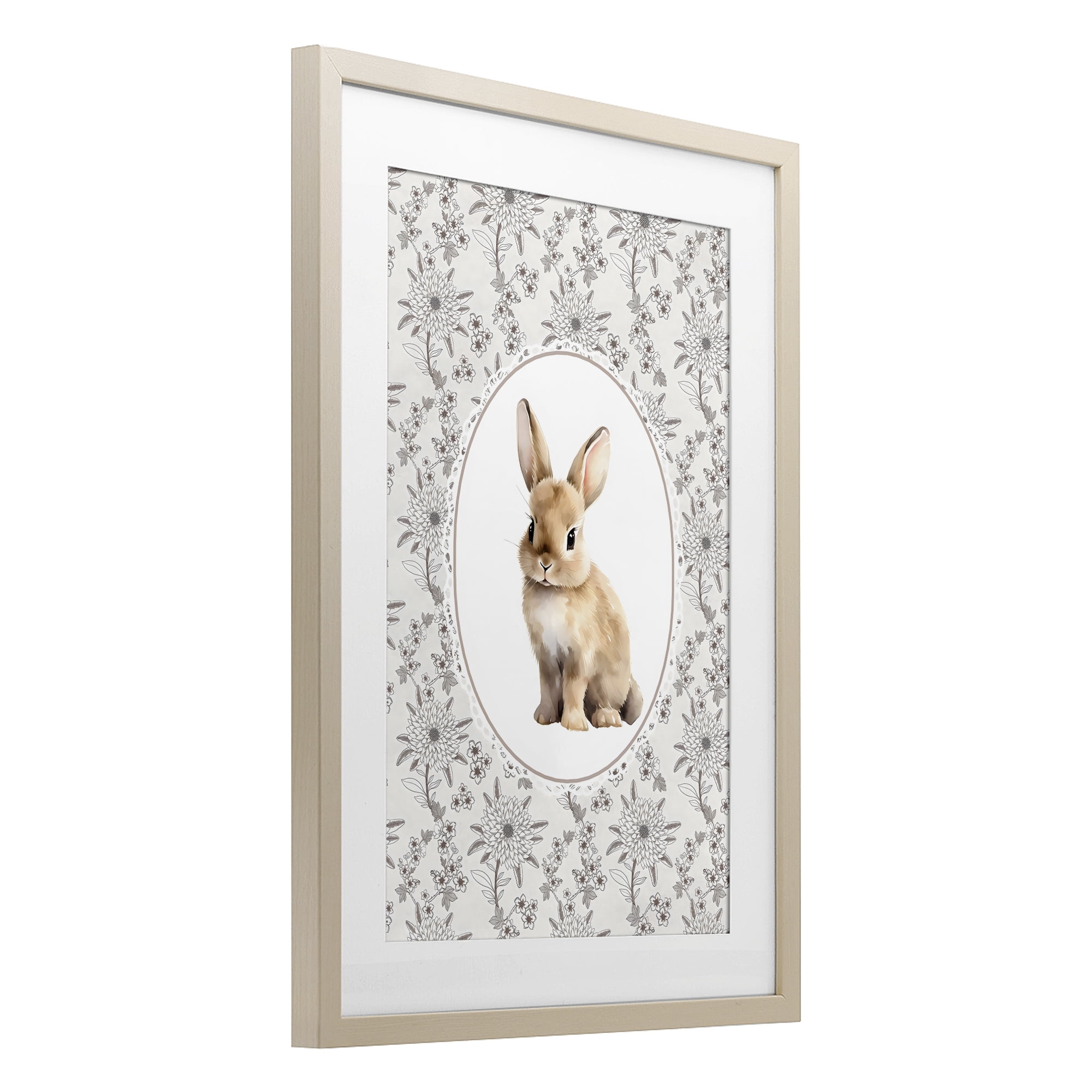 Stupell Industries Mauve Botanical Bunny Birch Framed Print Under Glass, design by Ink Drop Loft