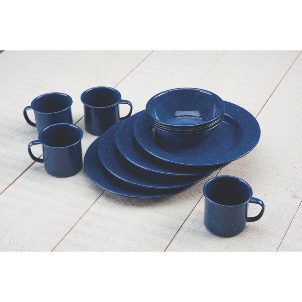 Coleman Enamel Dinnerware, 12-Piece Set, Blue