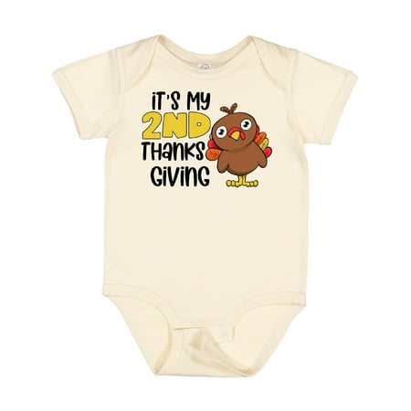 

Inktastic It s My 2nd Thanksgiving Cute Turkey Gift Baby Boy or Baby Girl Bodysuit