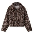 thumbnail image 6 of felwors Women's Leopard Print Faux Fur Cropped Jacket - Zip-Up Casual Fall Winter Fashion Outerwear Grey, XL, 6 of 7