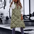 thumbnail image 5 of MRULIC cardigan for women Women's Long Winter Coat Vest With Hood Sleeveless Warm Down Coat With Pockets Quilted Vest Down Jacket Quilted Outdoor Jacket Women's Cardigan Army Green + XXL, 5 of 9