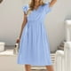 thumbnail image 2 of Vestido informal de mujer con cuello en V y cintura lisa - Tejido de poliéster - Estilo fresco - Tallas S-XL, 2 of 6