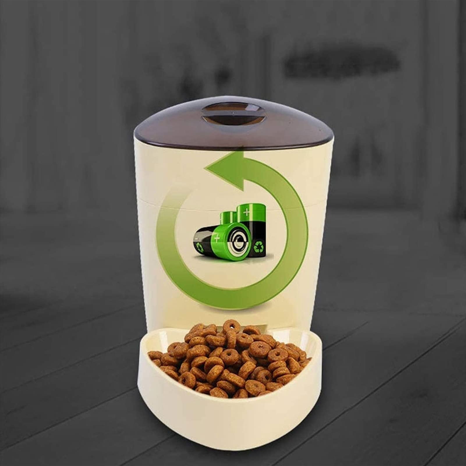 CNV Automatic Pet Feeder Feeder Food Dispenser for Cat Small Dog with Two-Way Splitter up to 6 Meals with Portion Control - Battery and Plug-in Power, Black
