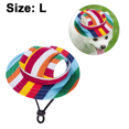 thumbnail image 2 of Gorra de visera con ala redonda para mascotas, gorra de sol porosa de malla para perros con orificios para las orejas para perros, rayas coloridas, 2 of 6
