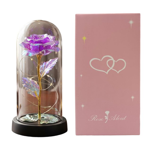 Rosa preservada en cúpula con luz LED, rosa artificial eterna, regalo para ella, mamá, mujer, San Valentín, Día de la Madre, Navidad, cumpleaños