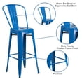 thumbnail image 3 of Emma + Oliver 4 Pack 30" High Blue Metal Indoor-Outdoor Barstool with Back - Kitchen Furniture, 3 of 12