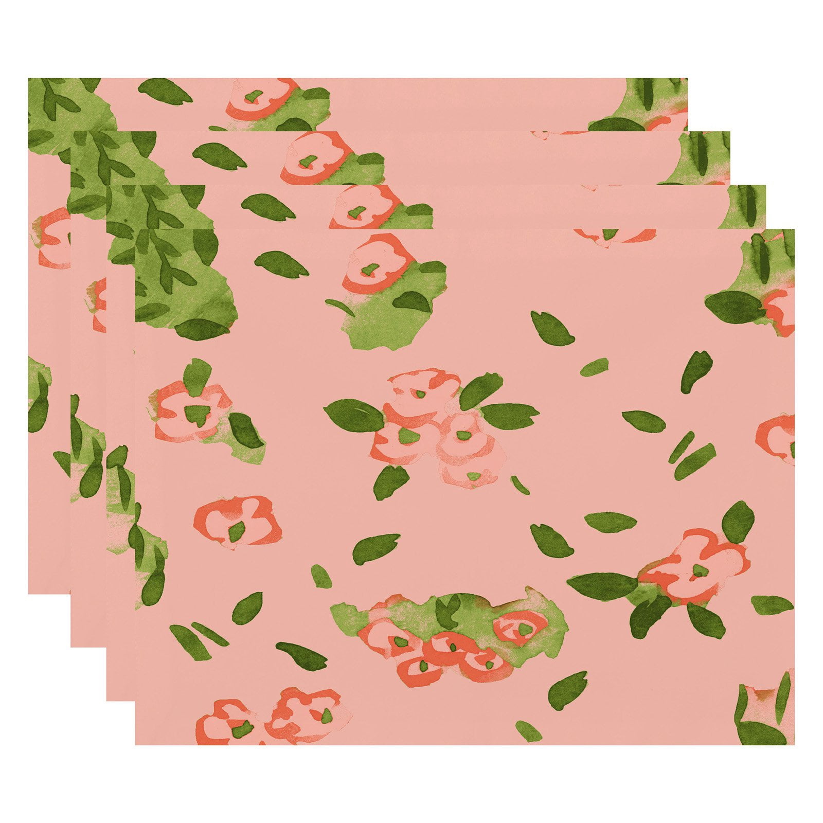 Simply Daisy's Forget Me Not Collage 18x14 inch Blue Floral Print Placemat (Set of Four)