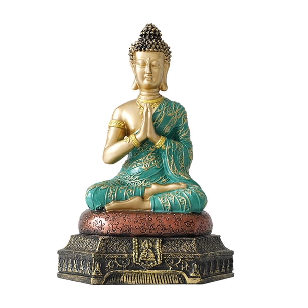 Advancent Estatuas de Buda resina meditación esculpir escritorio decoración del hogar decoración miniaturas ornamento hogar regalo presente Decoración del hogar Verde