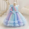 thumbnail image 2 of TEDOYE Girls Rainbow Princess Tutu Dress O-Neck With Net Skirt Flower Girl Birthday Party Dress For Toddler Kids Versatile Wear, 7-8 Years, 2 of 8