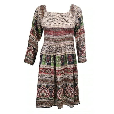 Bohemian Dresses oFF Shoulder Printed Fit Flare 44259 ML