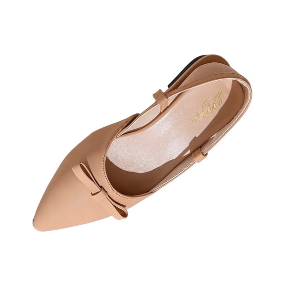 Hurxie Women's Kitten Heels Pointed Toe Slingback Dress Pumps Shoes Khaki